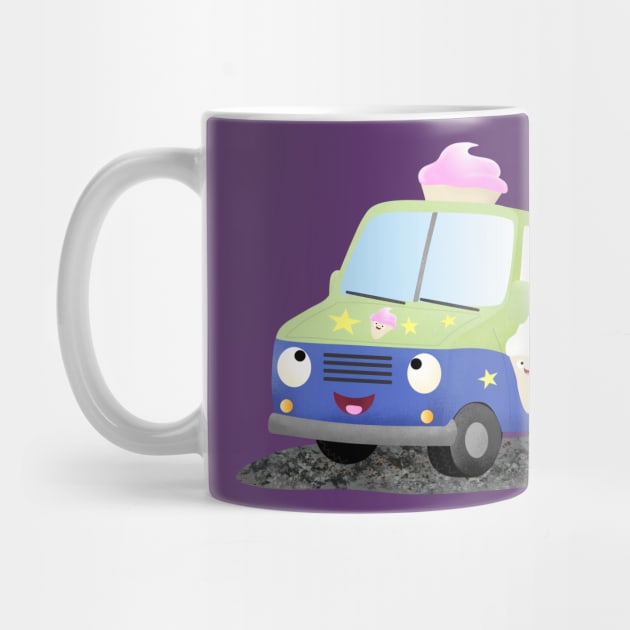 Cute happy ice cream truck cartoon by FrogFactory